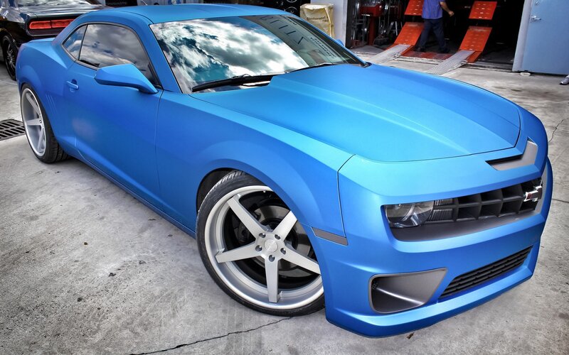 Blue Camaro Car — Neutral, Photograph, Garage