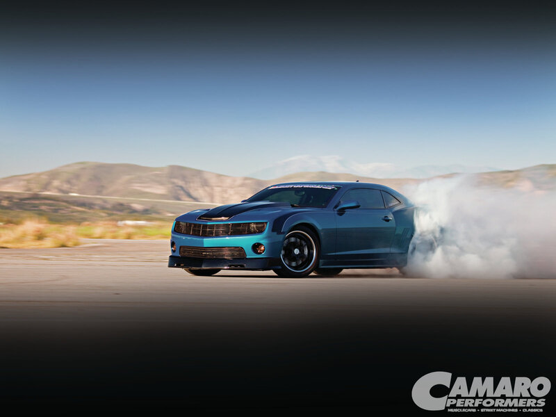 Blue Camaro Drifting