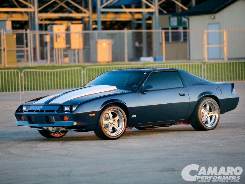 Blue Camaro SS with stripes