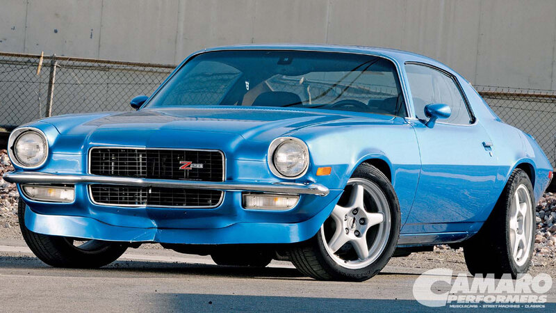 Blue Camaro Z28 muscle car