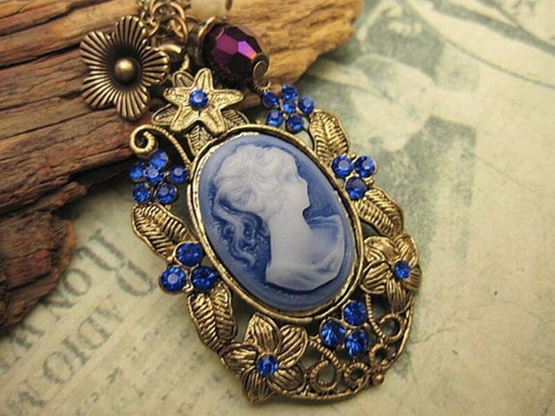 Blue Cameo Pendant