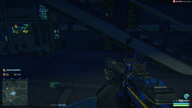 Blue Camo Gun in Corridor