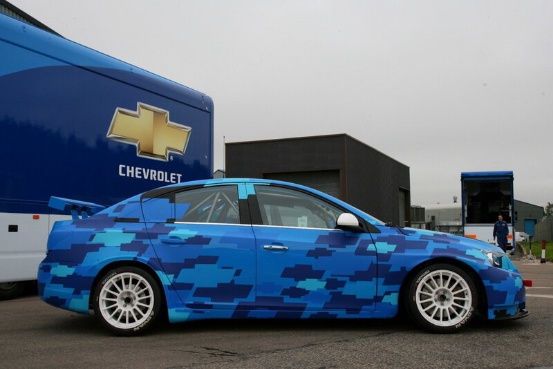 Blue camo race car