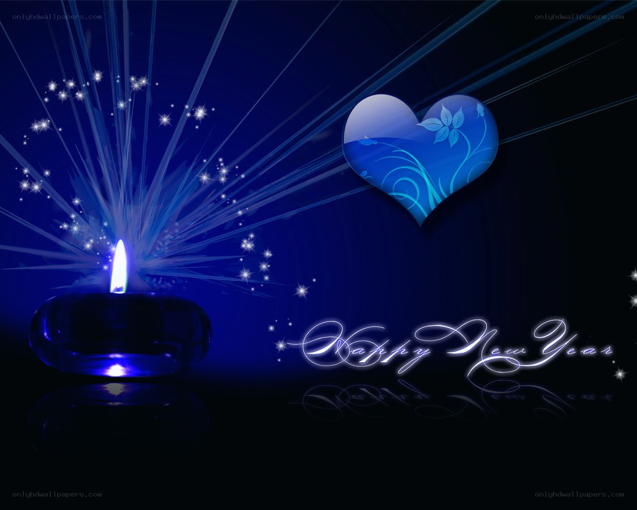 Blue candle and heart wallpaper