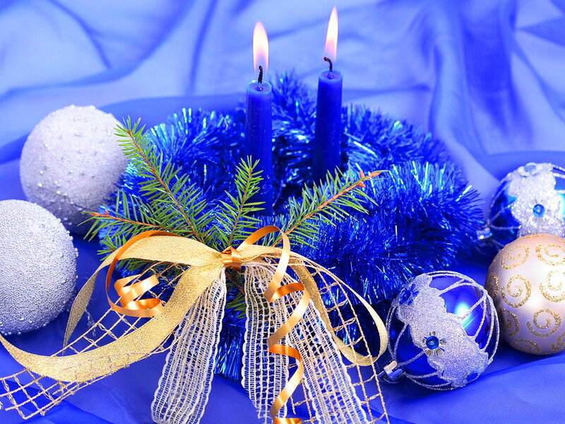 Blue Candle Arrangement — Festive