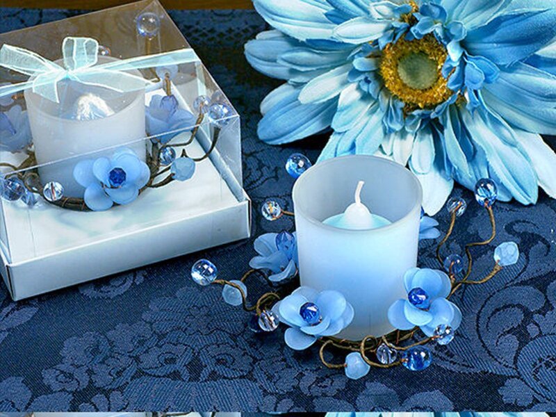 Blue Candle Centerpiece — Elegant