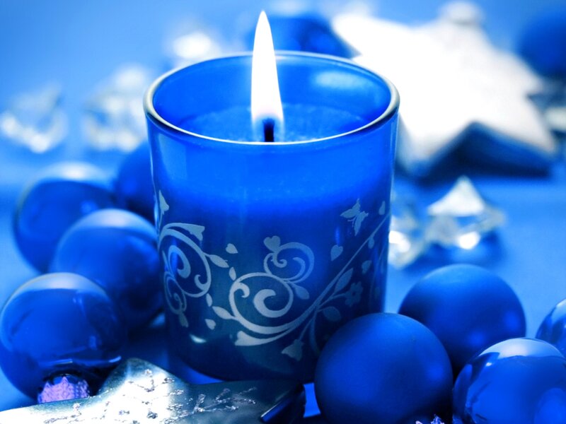 Blue Candle in Glass Holder