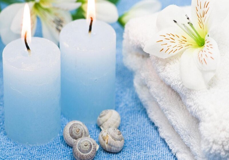 Blue Candles and Towels