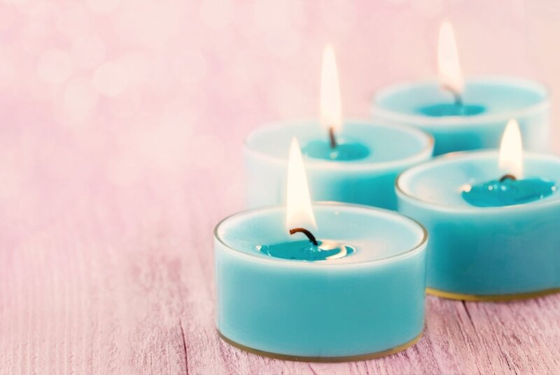 Blue Candles on Wood