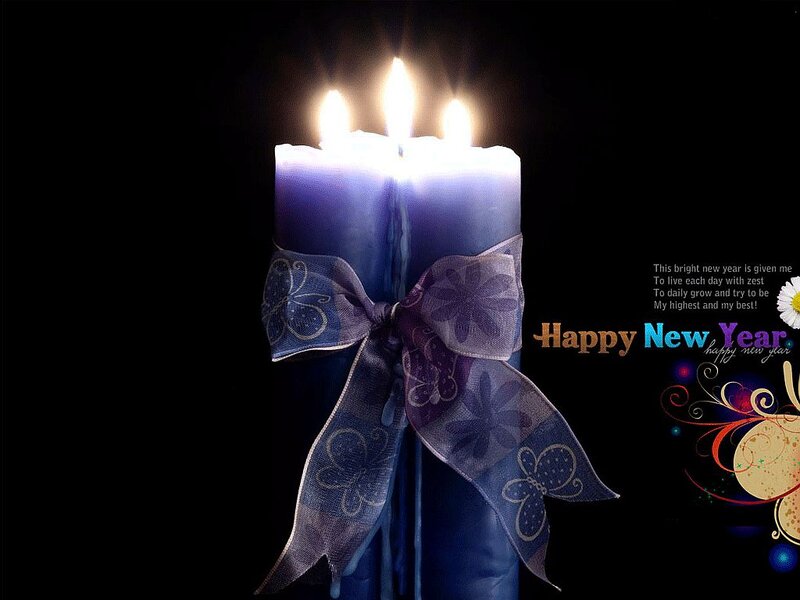 Blue Candles with Bow — Celebratory