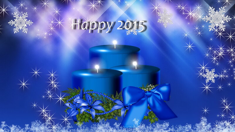 Blue Candles with Bow — Festive