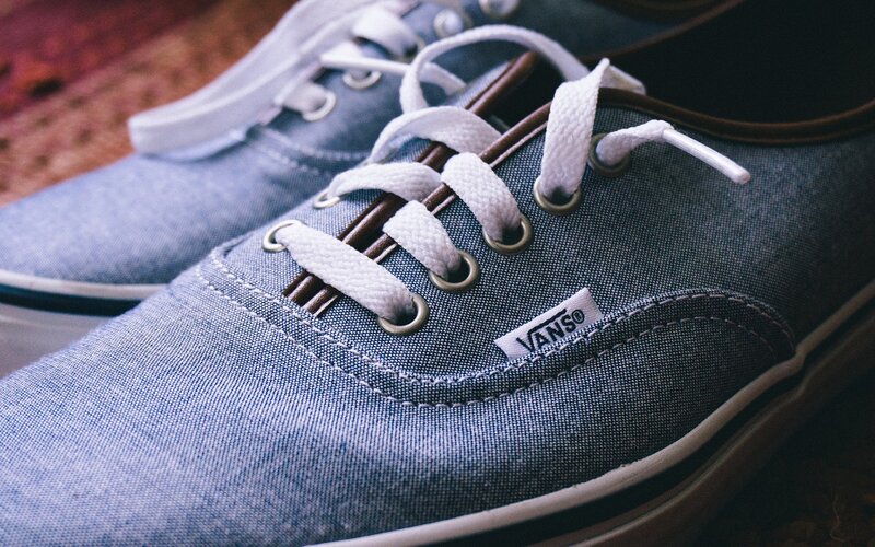 blue canvas sneakers