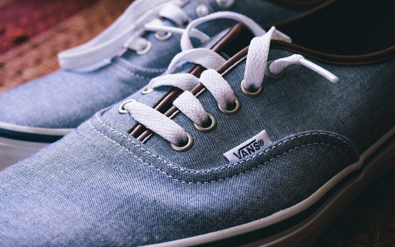 blue canvas sneakers