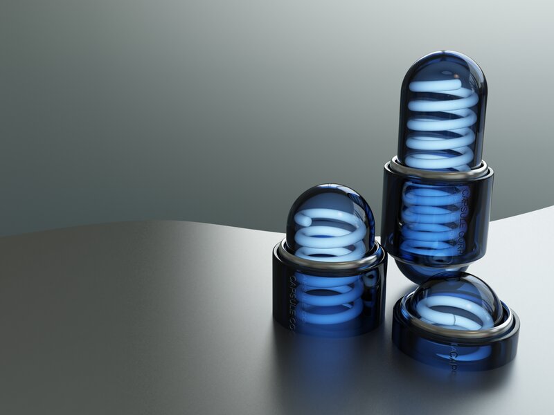 Blue Capsules with Spirals