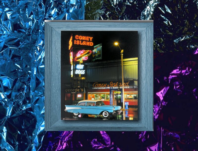 Blue Car at Diner