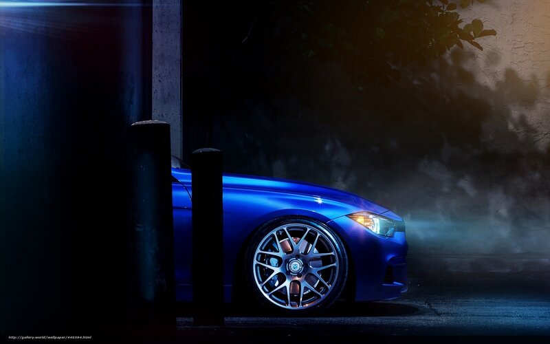 blue car at night