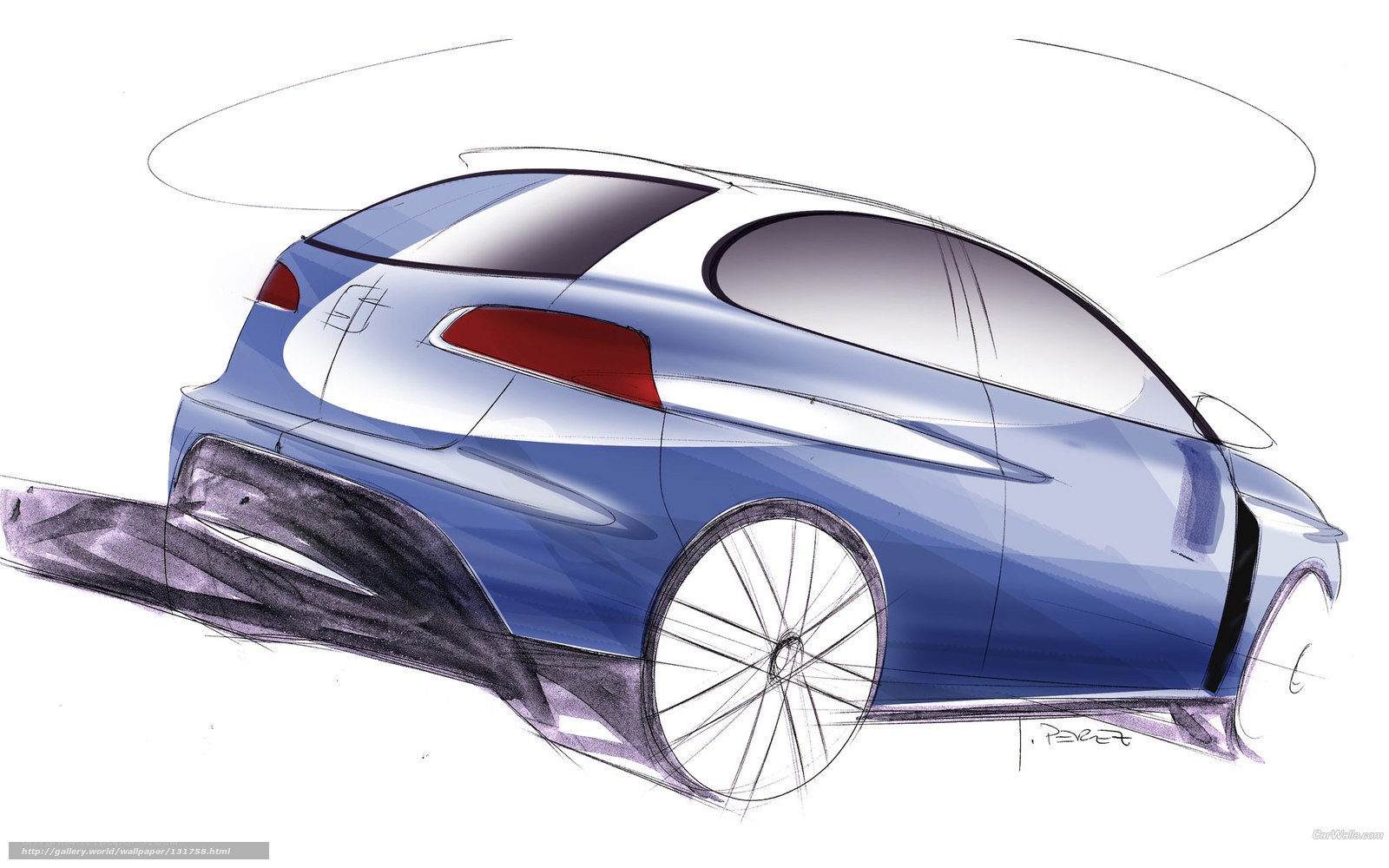 blue car design sketch