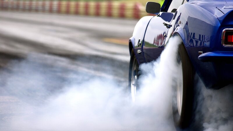 Blue Car Doing Burnout — Dynamic