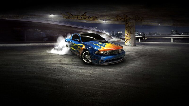 Blue Car Drifting — Dramatic