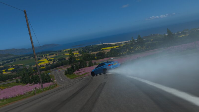 Blue Car Drifting — Dynamic, Afternoon, 3d Render, Road