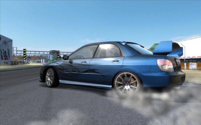 blue car drifting on track