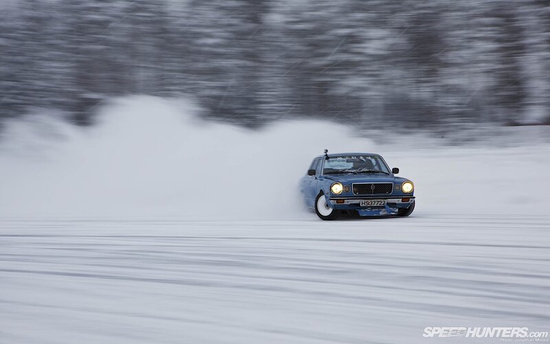 Blue Car Drifting — White