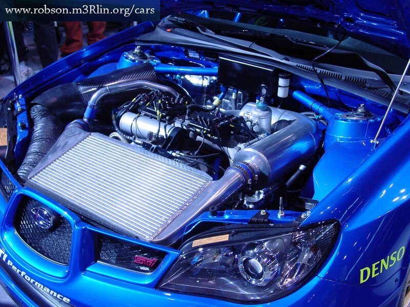 blue car engine bay