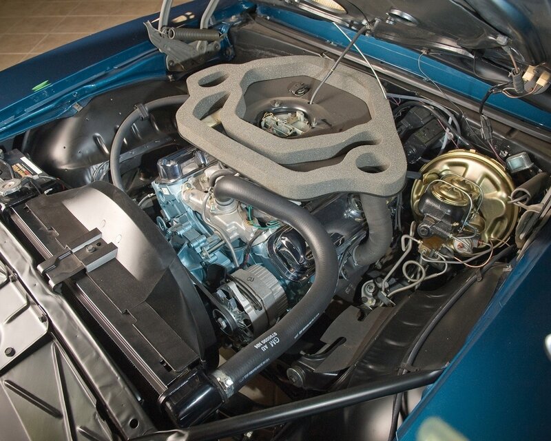 Blue Car Engine Bay — Mechanical, Photograph