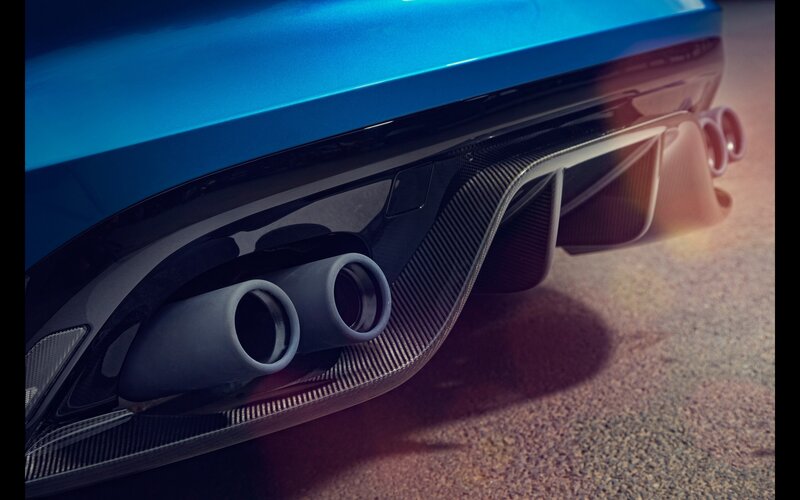 blue car exhaust detail