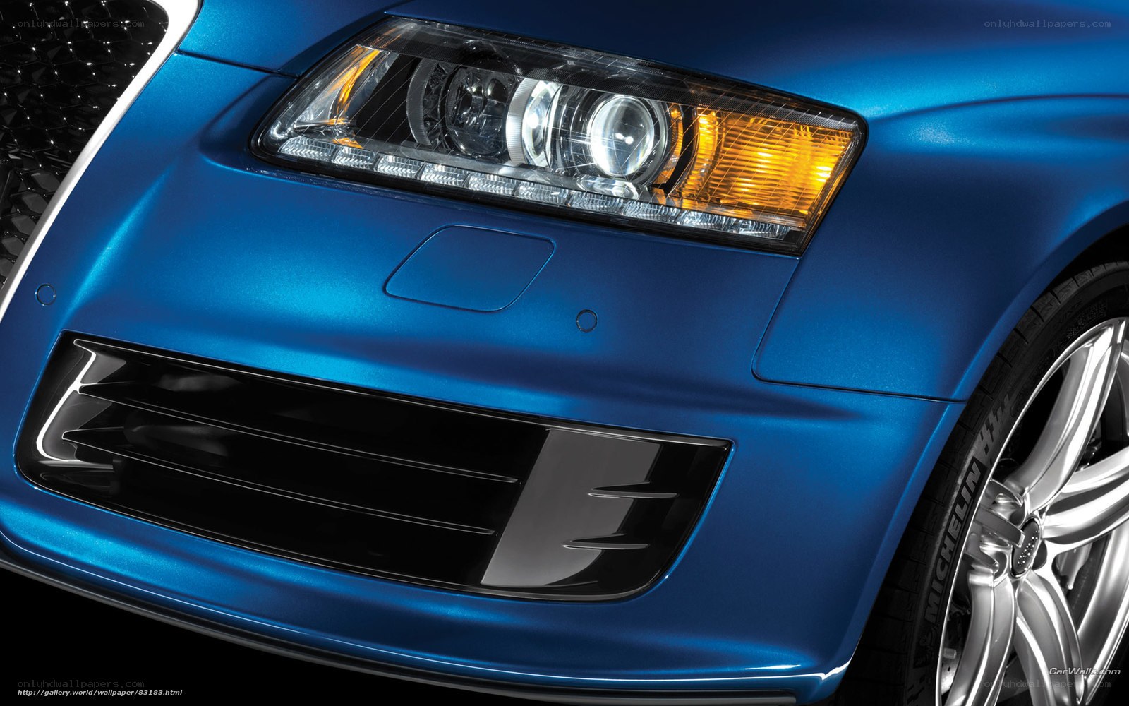 blue car front detail