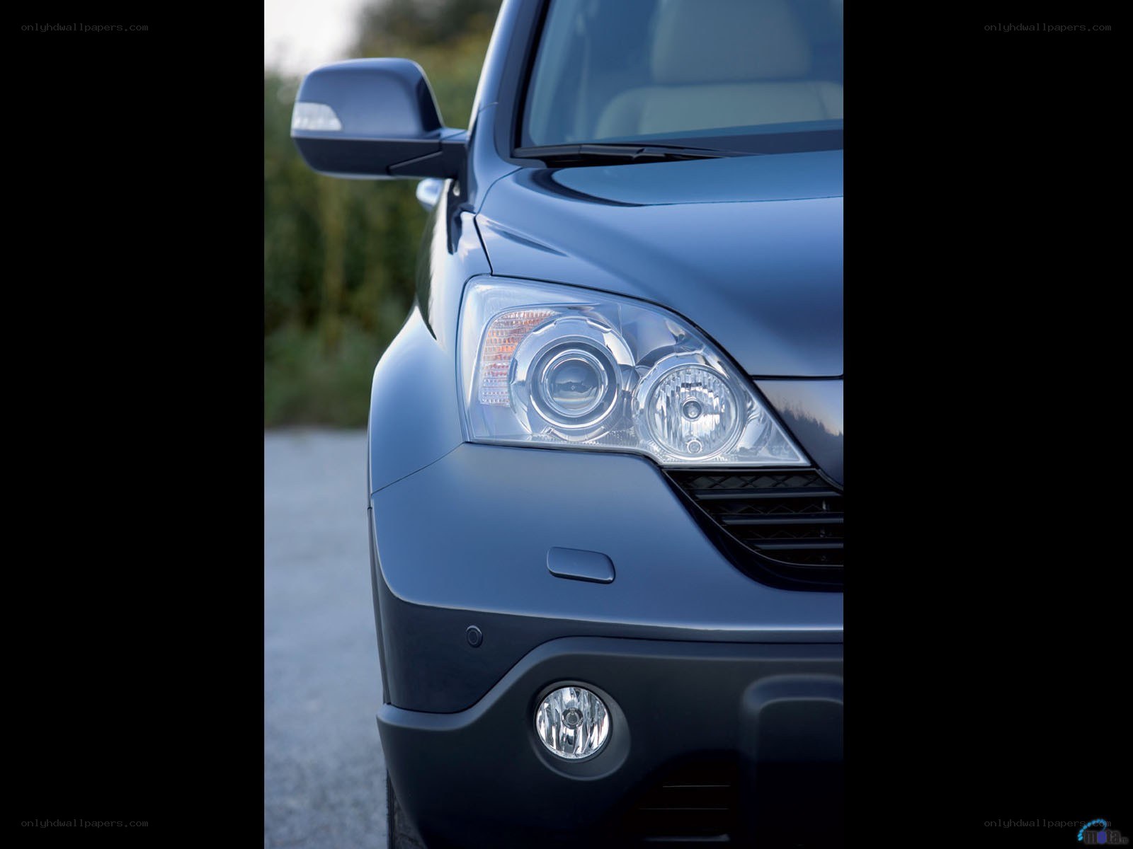 blue car front headlight