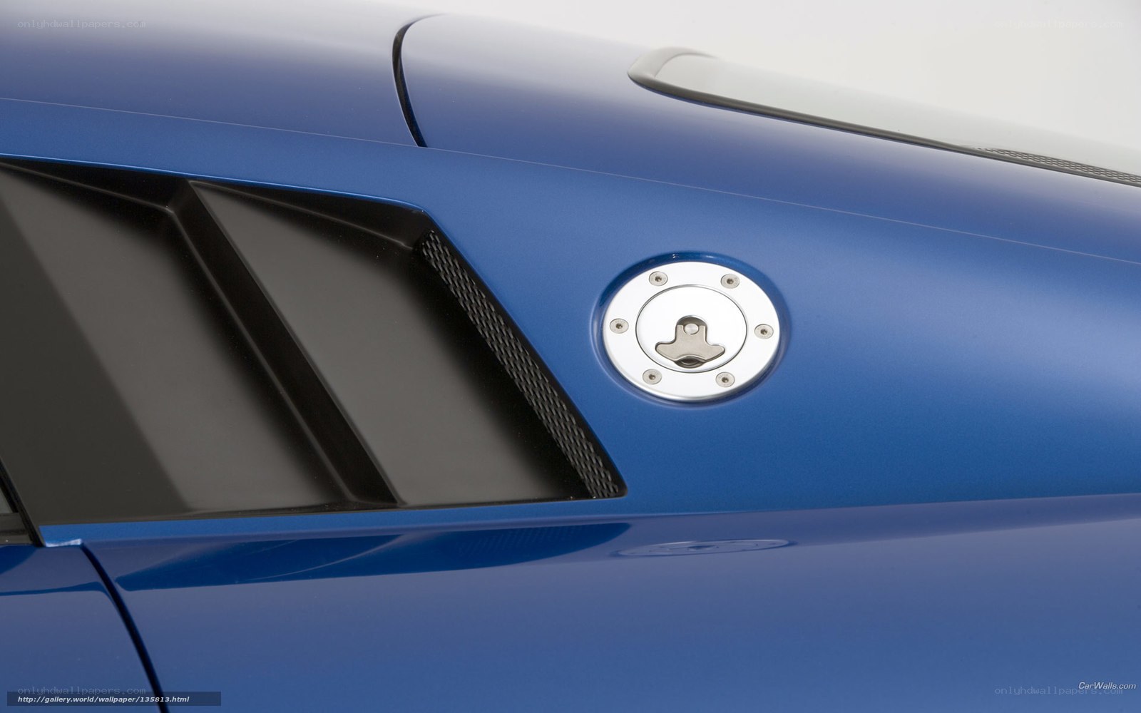 blue car fuel cap detail