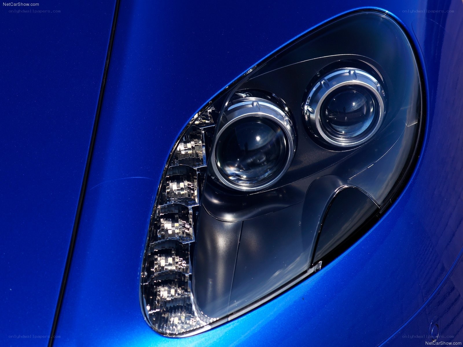 blue car headlight detail