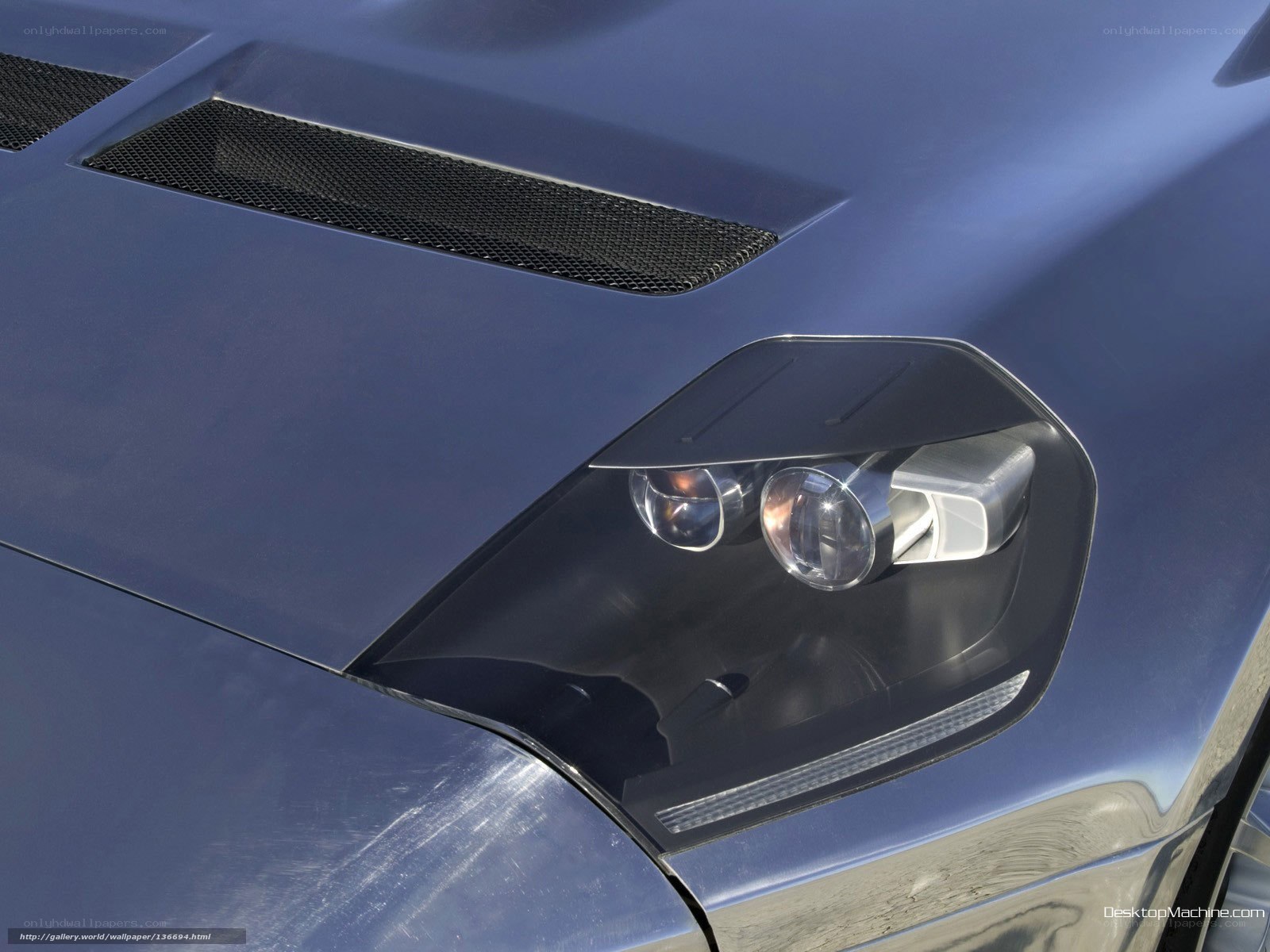 Blue car headlight detail