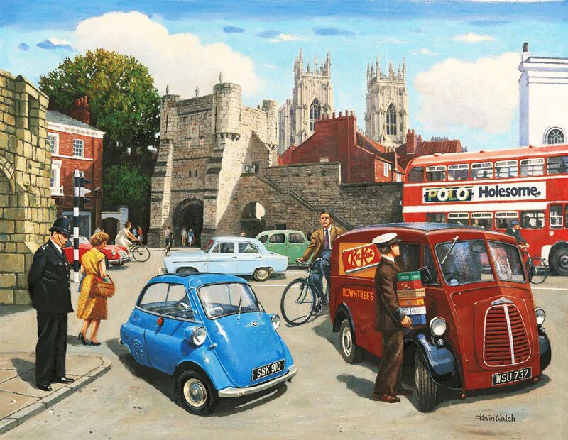 Blue Car in City Street