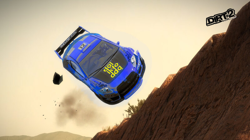 Blue car in mid-air crash
