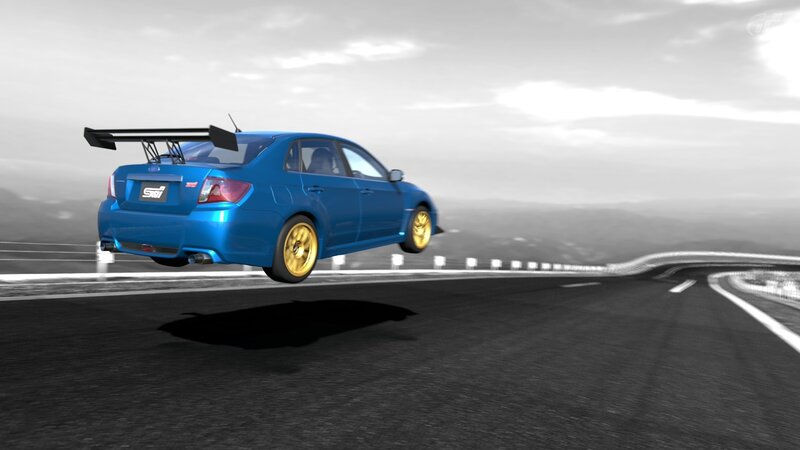 Blue Car in Mid-air — Dynamic
