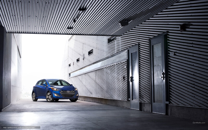 Blue car in modern garage