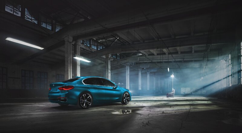 Blue Car in Warehouse