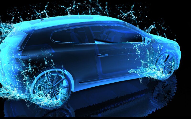 Blue Car in Water