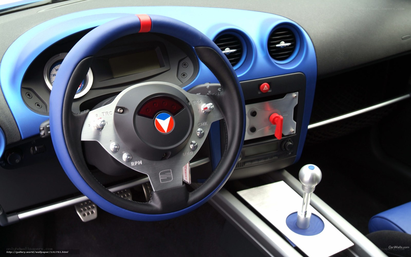 blue car interior dashboard