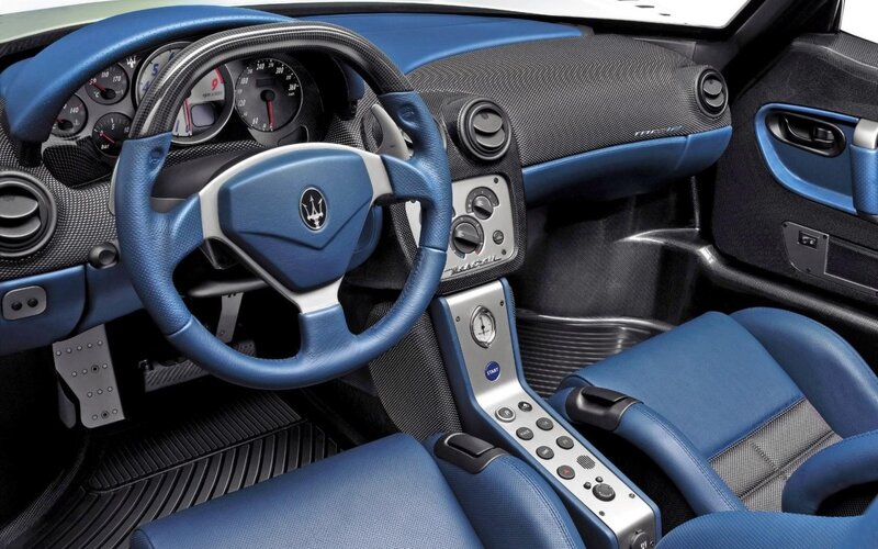 Blue Car Interior — Modern, Photograph, Steering Wheel, Dashboard, Center Console
