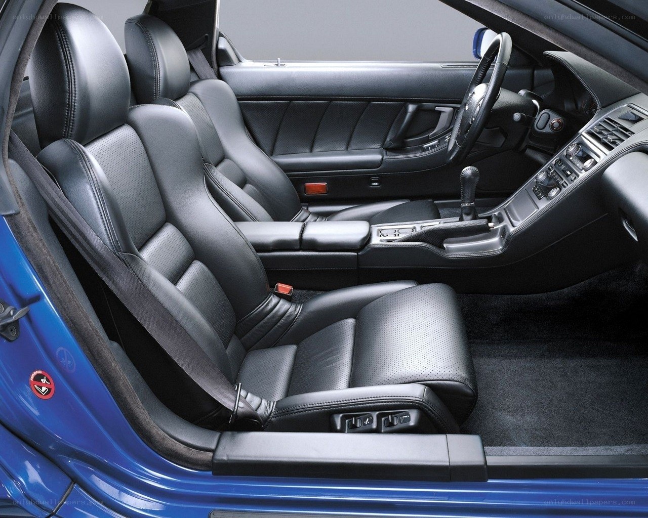 blue car interior with black seats