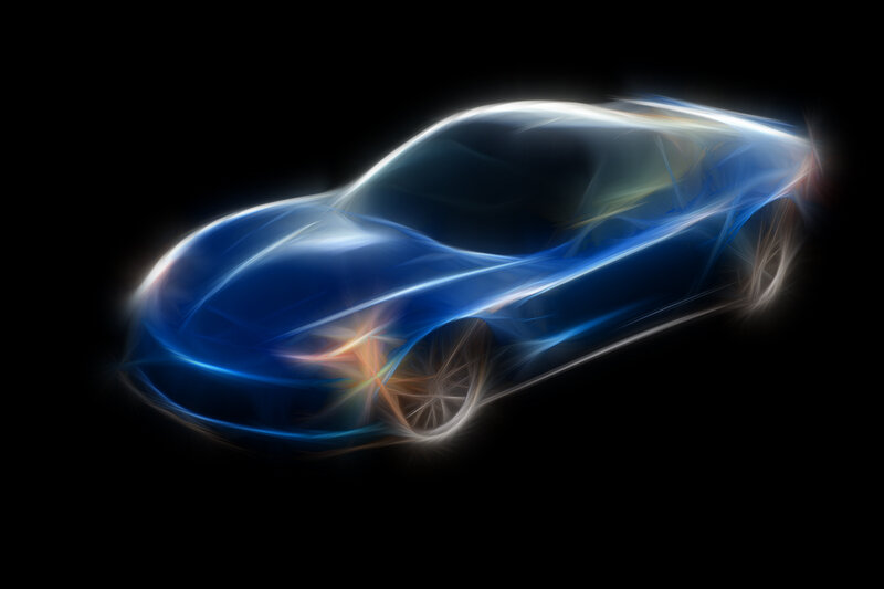 Blue car light trail
