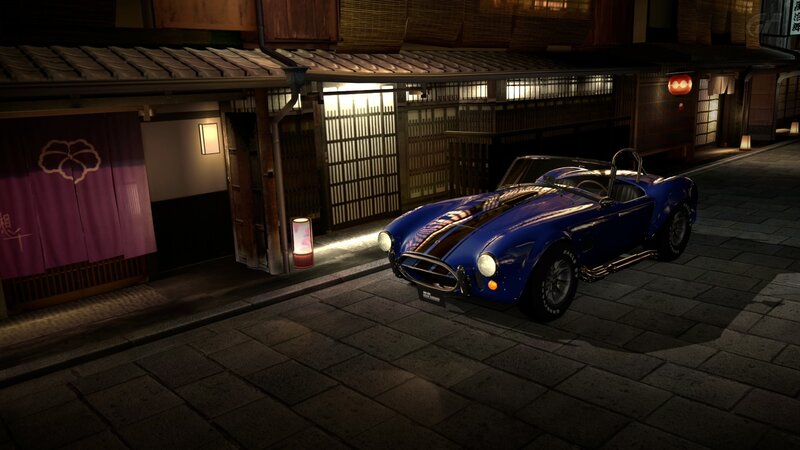 Blue car on a Japanese street