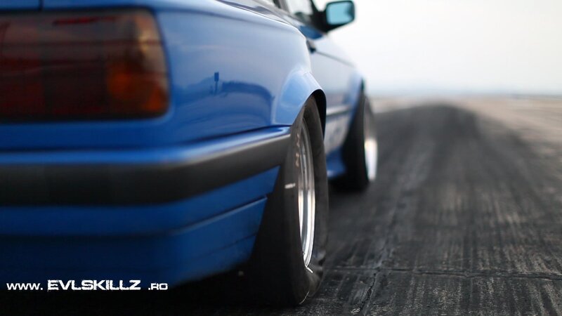 blue car on a track