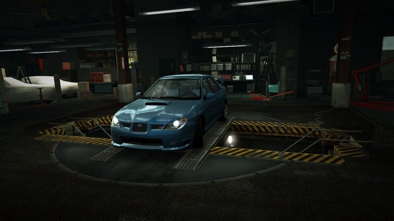 Blue Car on Lift — Dark