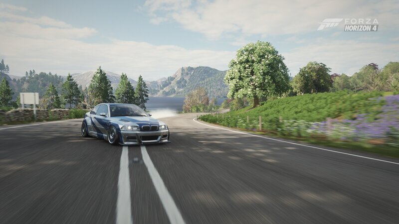Blue Car on Road — Serene, Afternoon