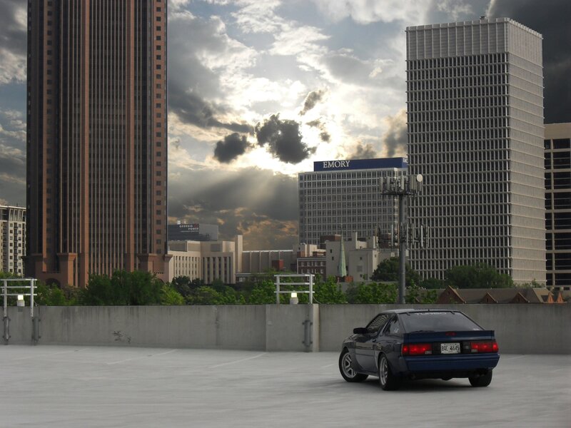 Blue Car on Rooftop