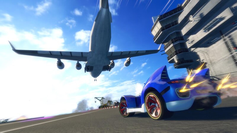 Blue Car on Runway